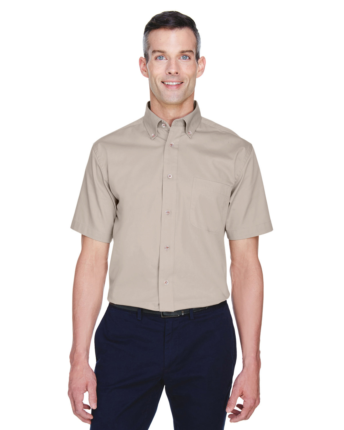 M500S Harriton Mens Easy Blend Short-Sleeve Twill Shirt with Stain-Release