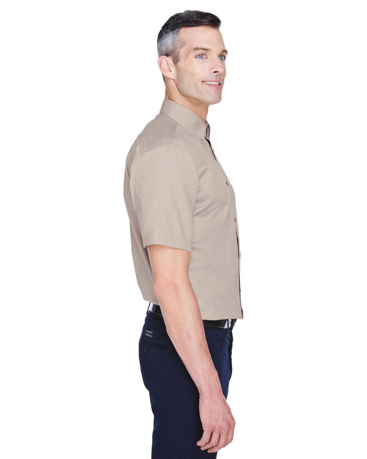 M500S Harriton Mens Easy Blend Short-Sleeve Twill Shirt with Stain-Release - Siide Image