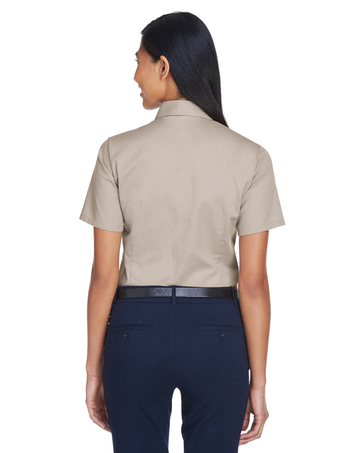 M500SW Harriton Ladies Easy Blend Short-Sleeve Twill Shirt with Stain-Release - Back Image