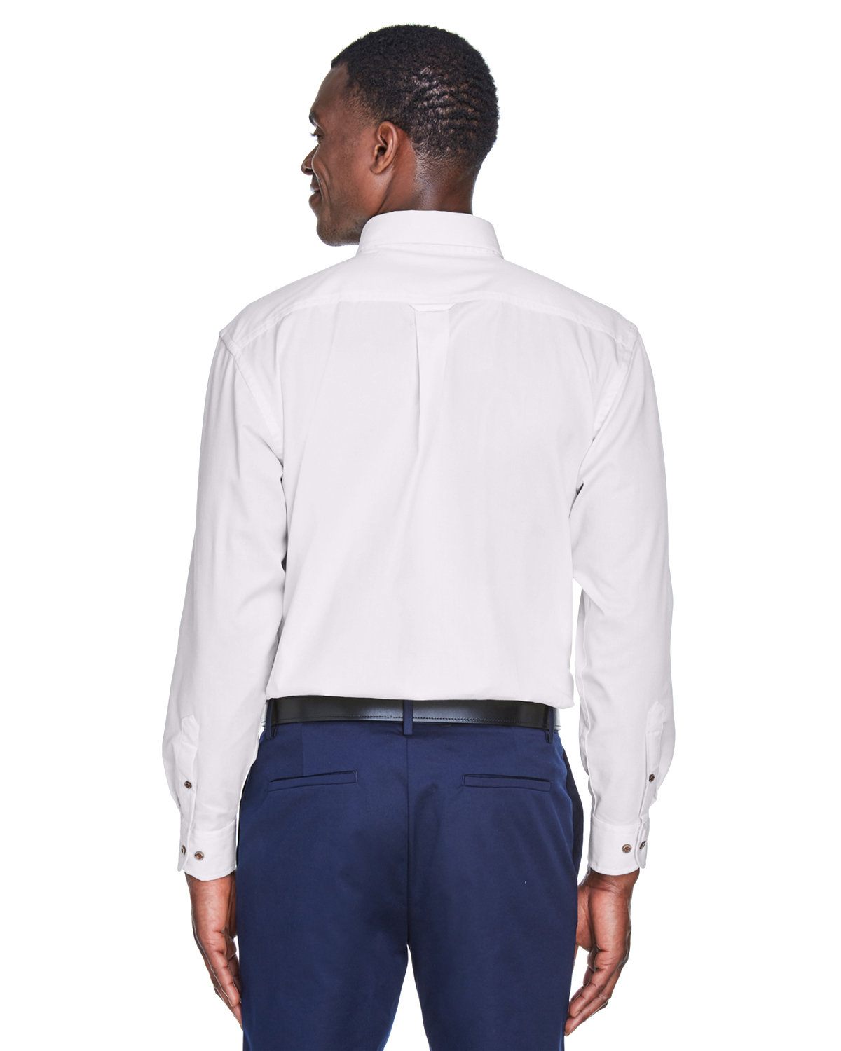 M500T Harriton Mens Tall Easy Blend Long-Sleeve Twill Shirt with Stain-Release - Back Image