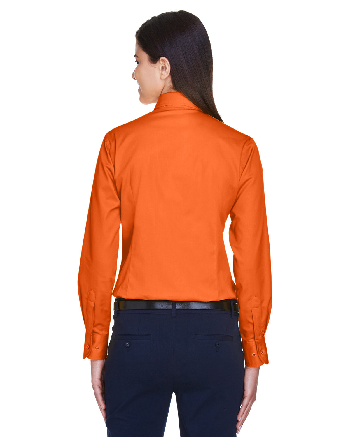 M500W Harriton Ladies Easy Blend Long-Sleeve Twill Shirt with Stain-Release - Back Image