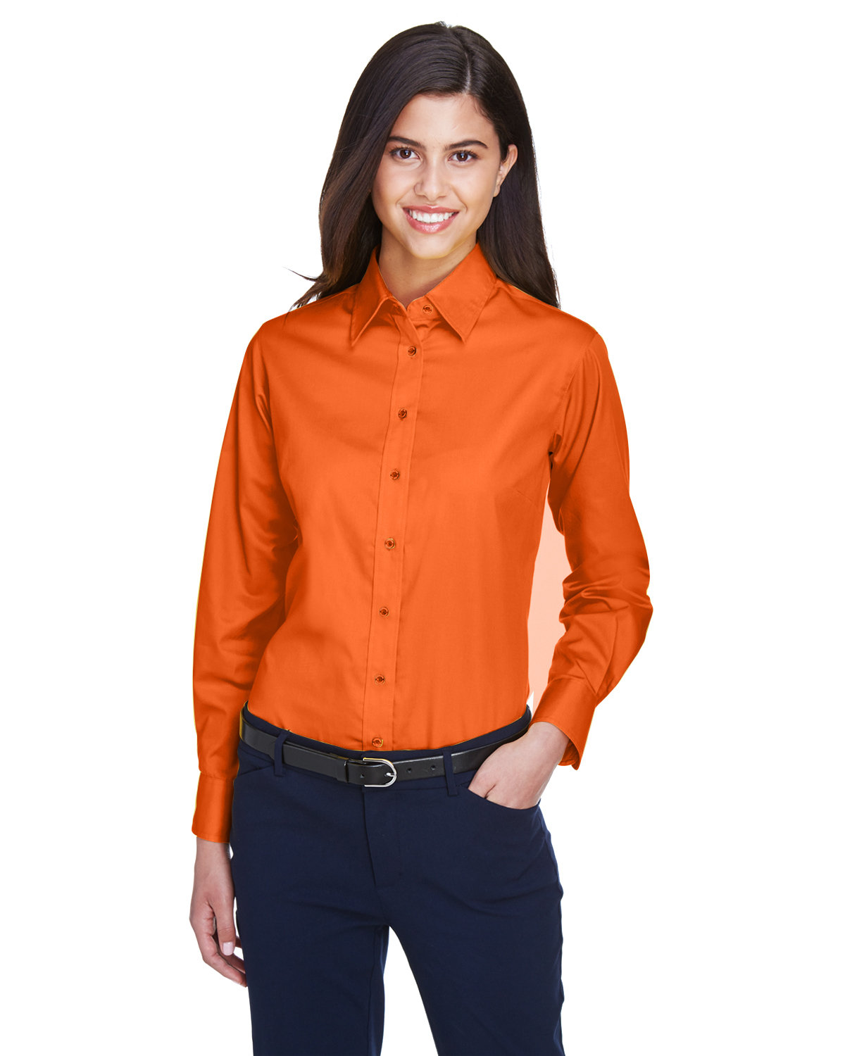 M500W Harriton Ladies Easy Blend Long-Sleeve Twill Shirt with Stain-Release