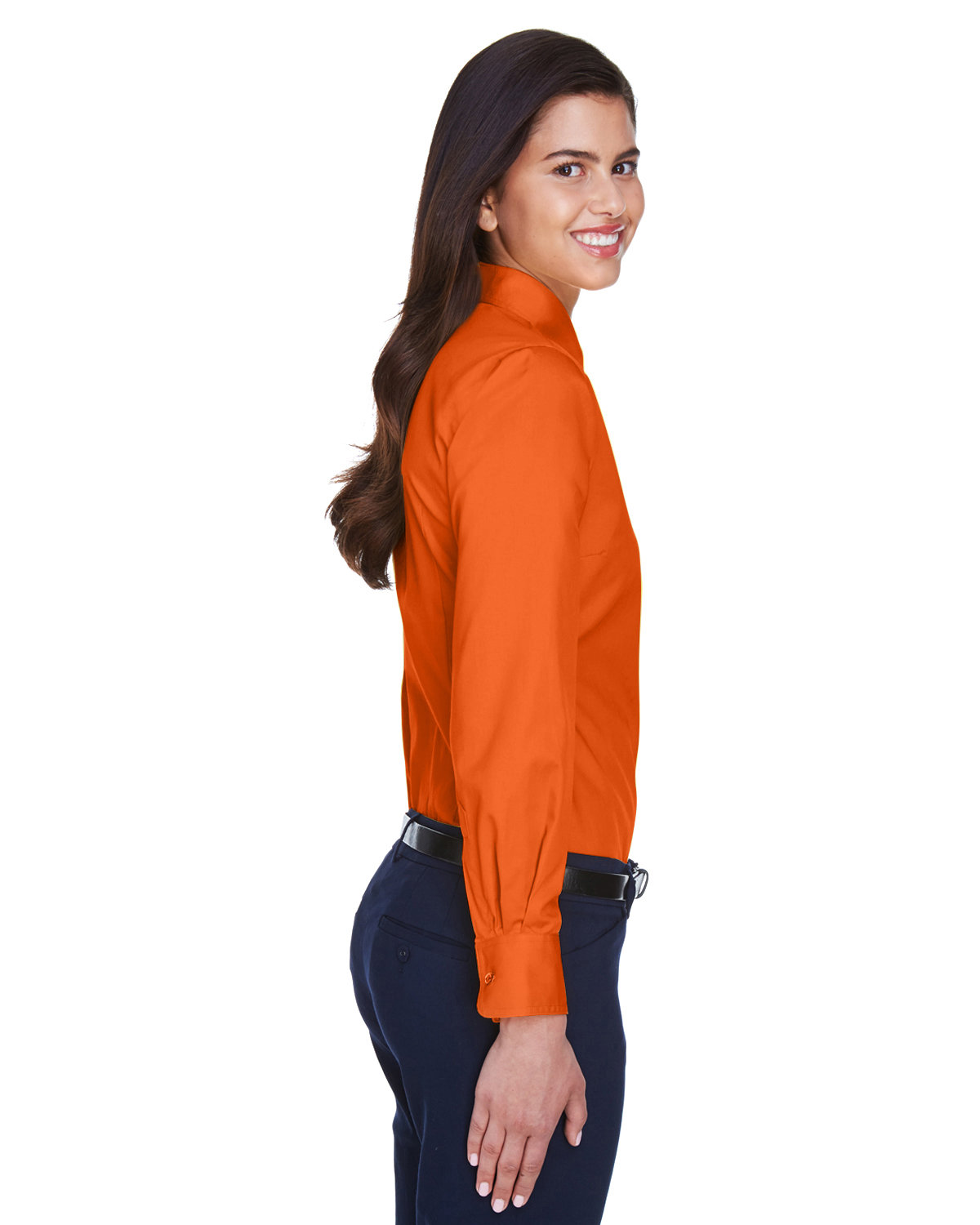 M500W Harriton Ladies Easy Blend Long-Sleeve Twill Shirt with Stain-Release - Siide Image