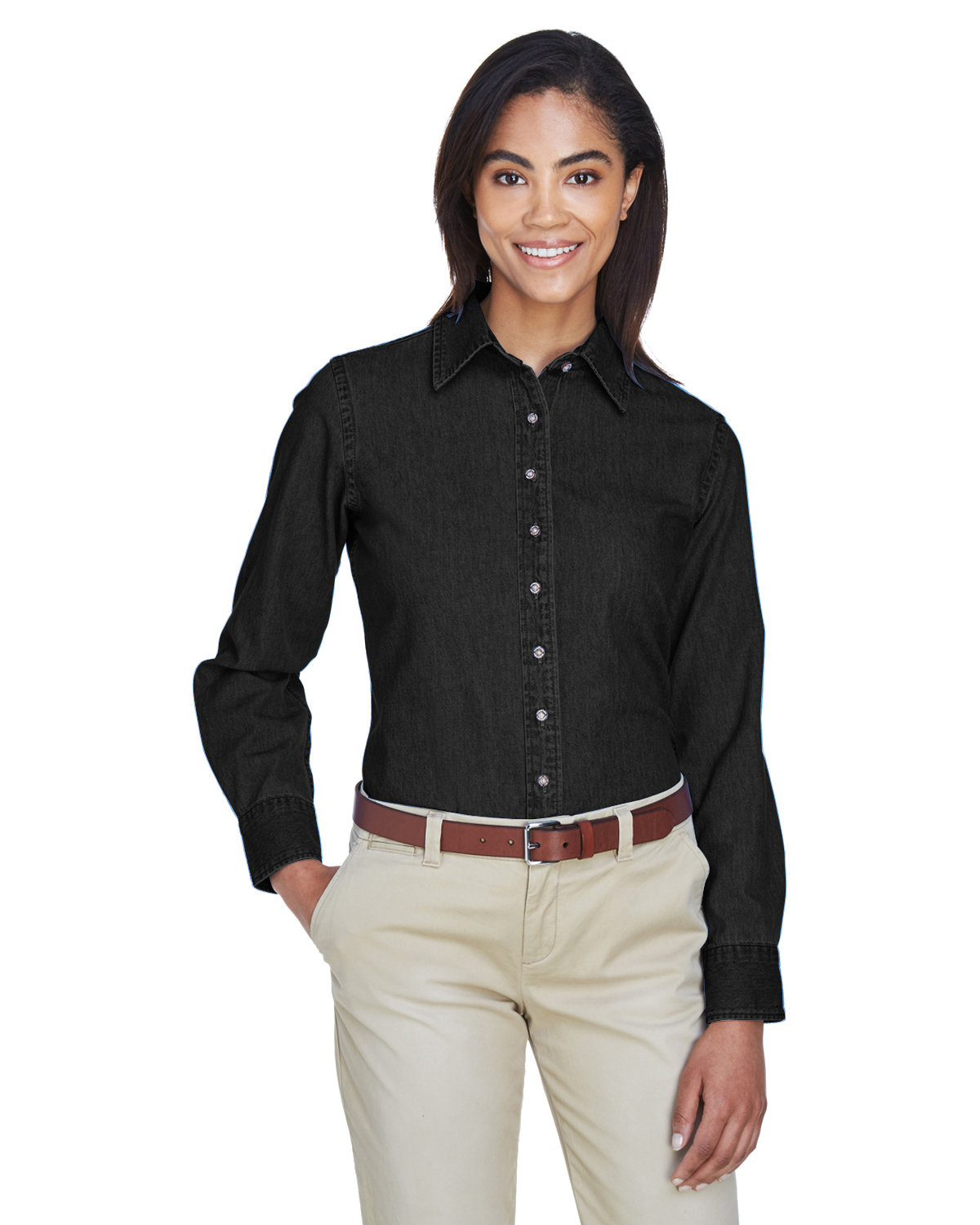 M550W Harriton Ladies 6.5 oz. Long-Sleeve Denim Shirt M550W Harriton Ladies 6.5 oz. Long-Sleeve Denim Shirt