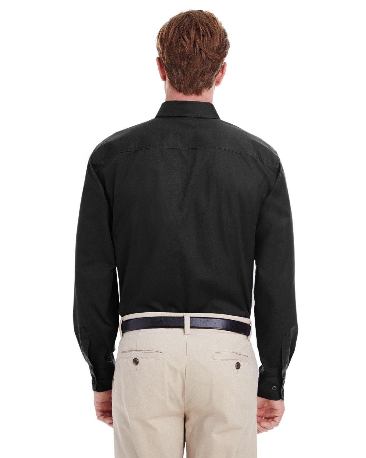 M581 Harriton Mens Foundation 100% Cotton Long-Sleeve Twill Shirt with Teflon - Back Image