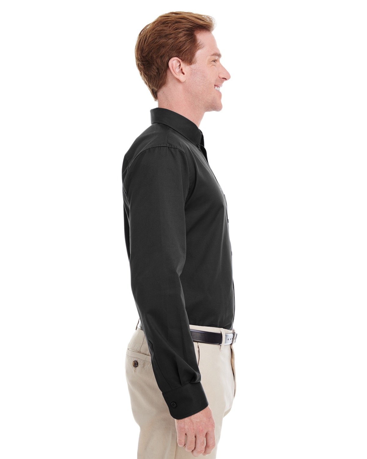 M581 Harriton Mens Foundation 100% Cotton Long-Sleeve Twill Shirt with Teflon - Siide Image