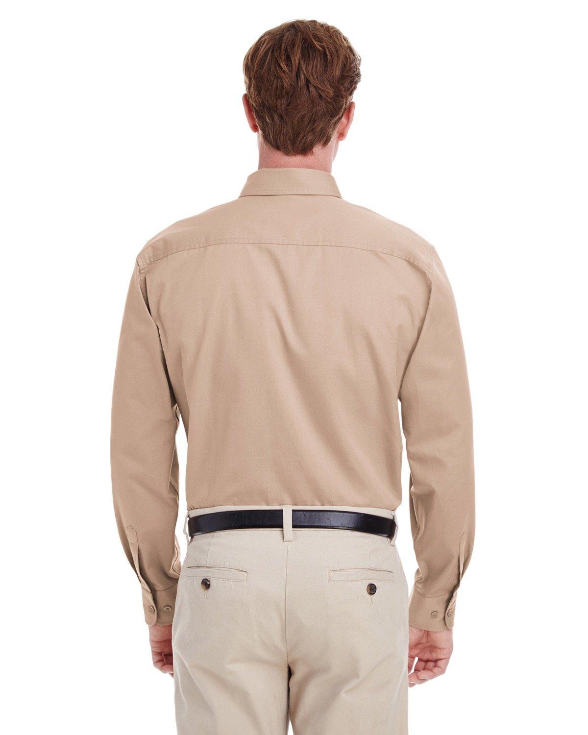 M581 Harriton Mens Foundation 100% Cotton Long-Sleeve Twill Shirt with Teflon - Back Image