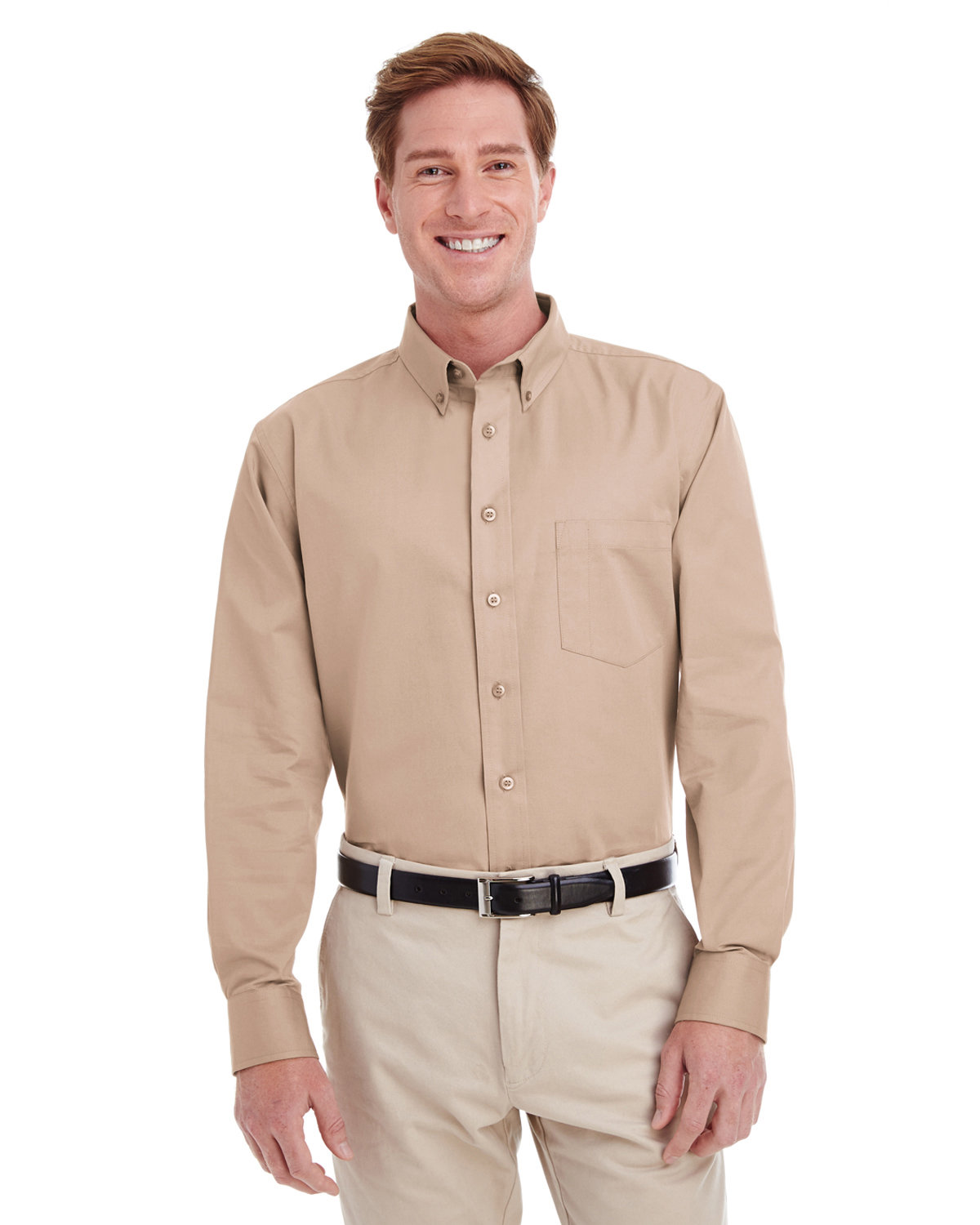 M581 Harriton Mens Foundation 100% Cotton Long-Sleeve Twill Shirt with Teflon