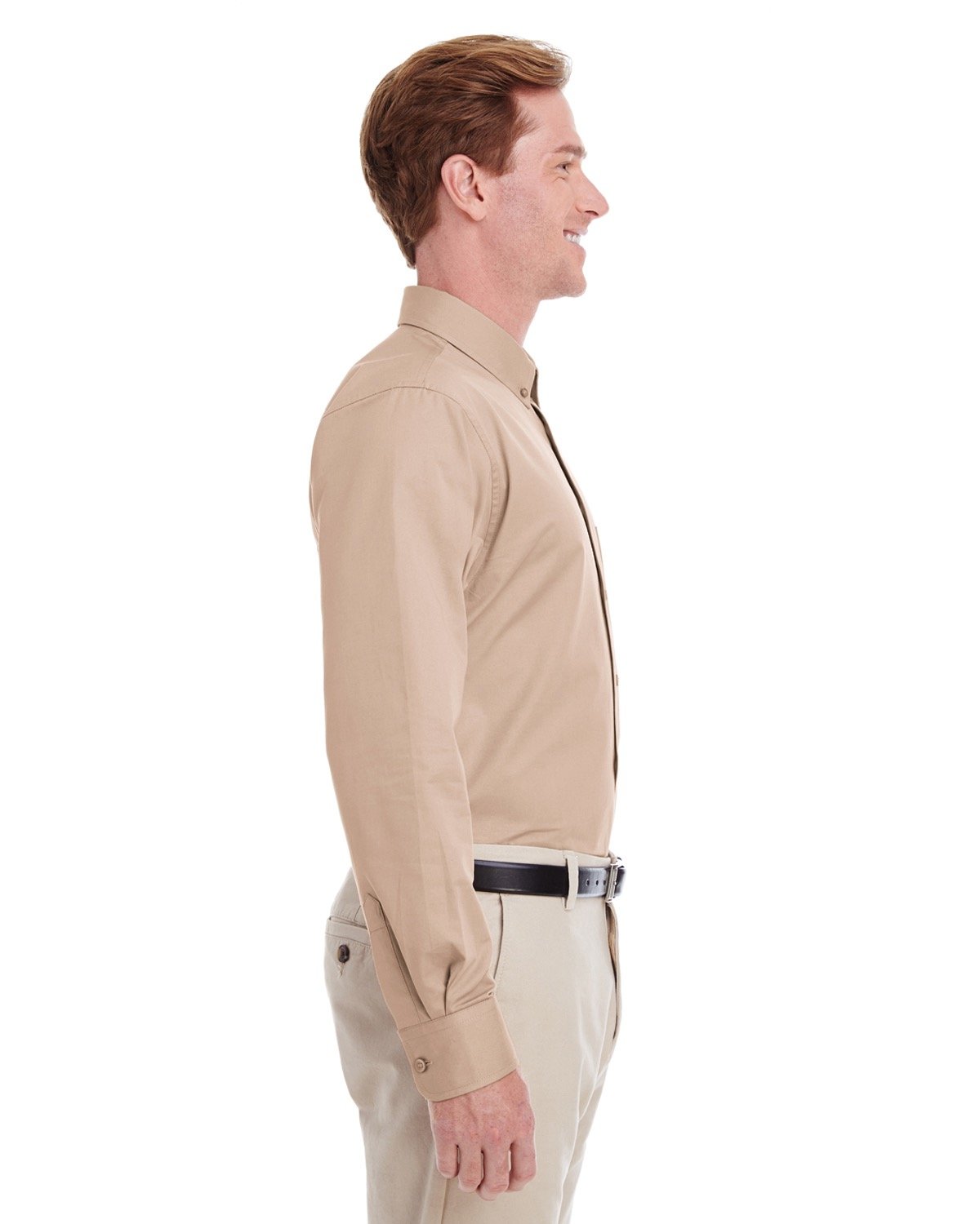 M581 Harriton Mens Foundation 100% Cotton Long-Sleeve Twill Shirt with Teflon - Siide Image