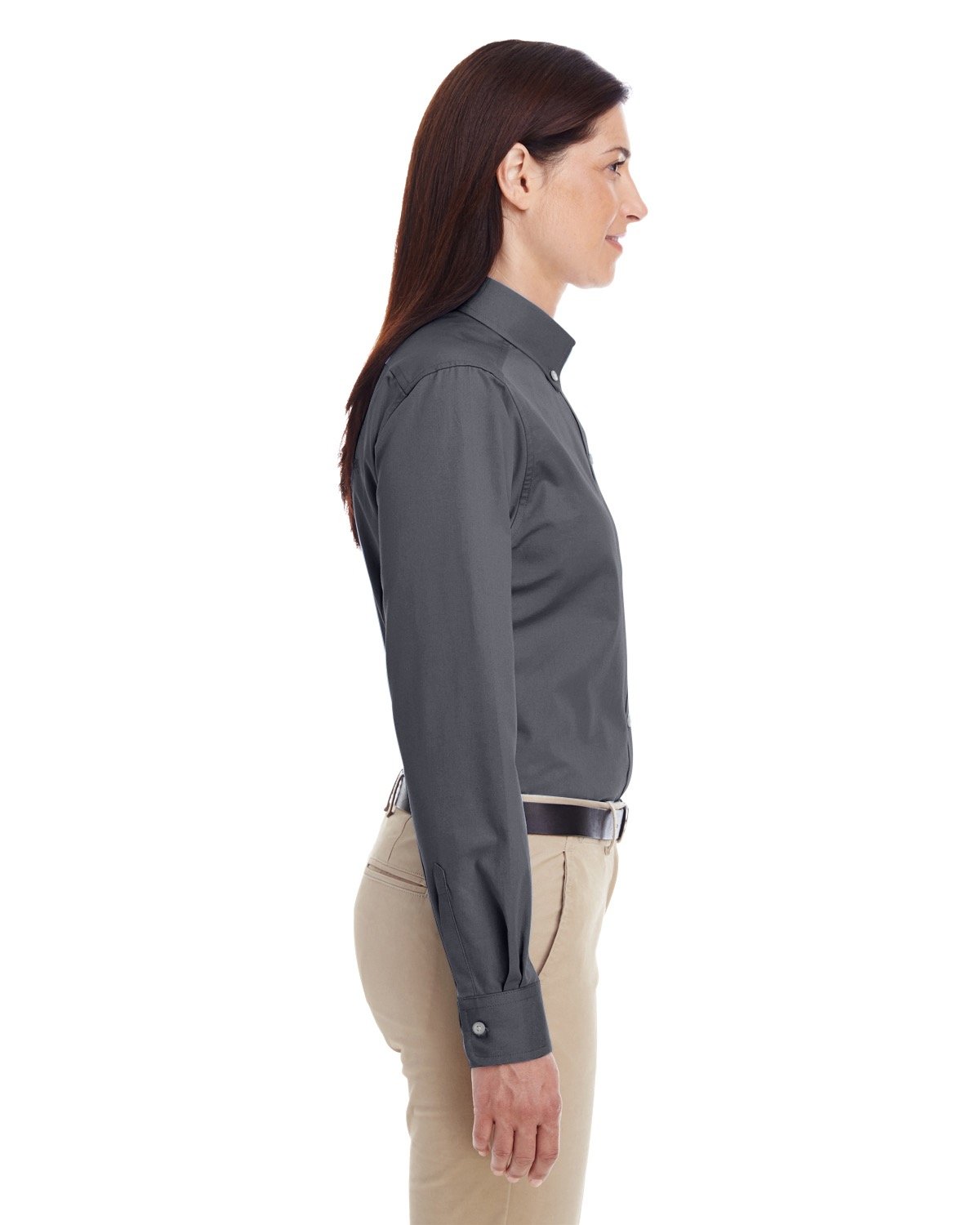 M581W Harriton Ladies Foundation 100% Cotton Long-Sleeve Twill Shirt with Teflon M581W Harriton Ladies Foundation 100% Cotton Long-Sleeve Twill Shirt with Teflon - Siide Image