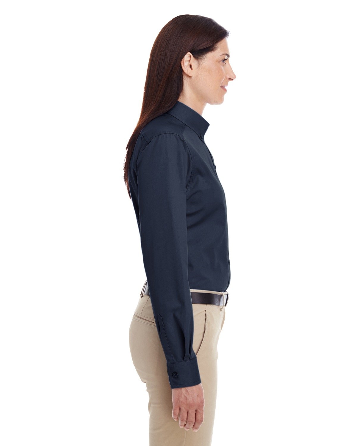 M581W Harriton Ladies Foundation 100% Cotton Long-Sleeve Twill Shirt with Teflon M581W Harriton Ladies Foundation 100% Cotton Long-Sleeve Twill Shirt with Teflon - Siide Image