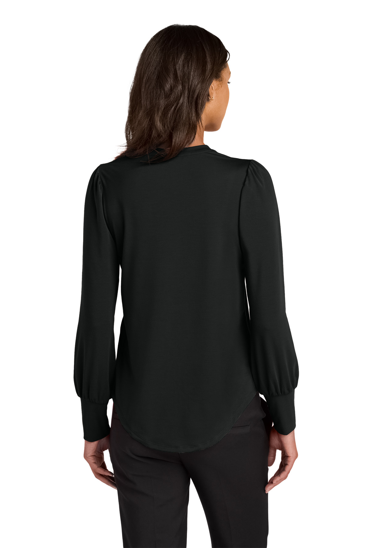 MM1019 Mercer+Mettle Womens Stretch Jersey Long Sleeve Blouson Top - Back Image