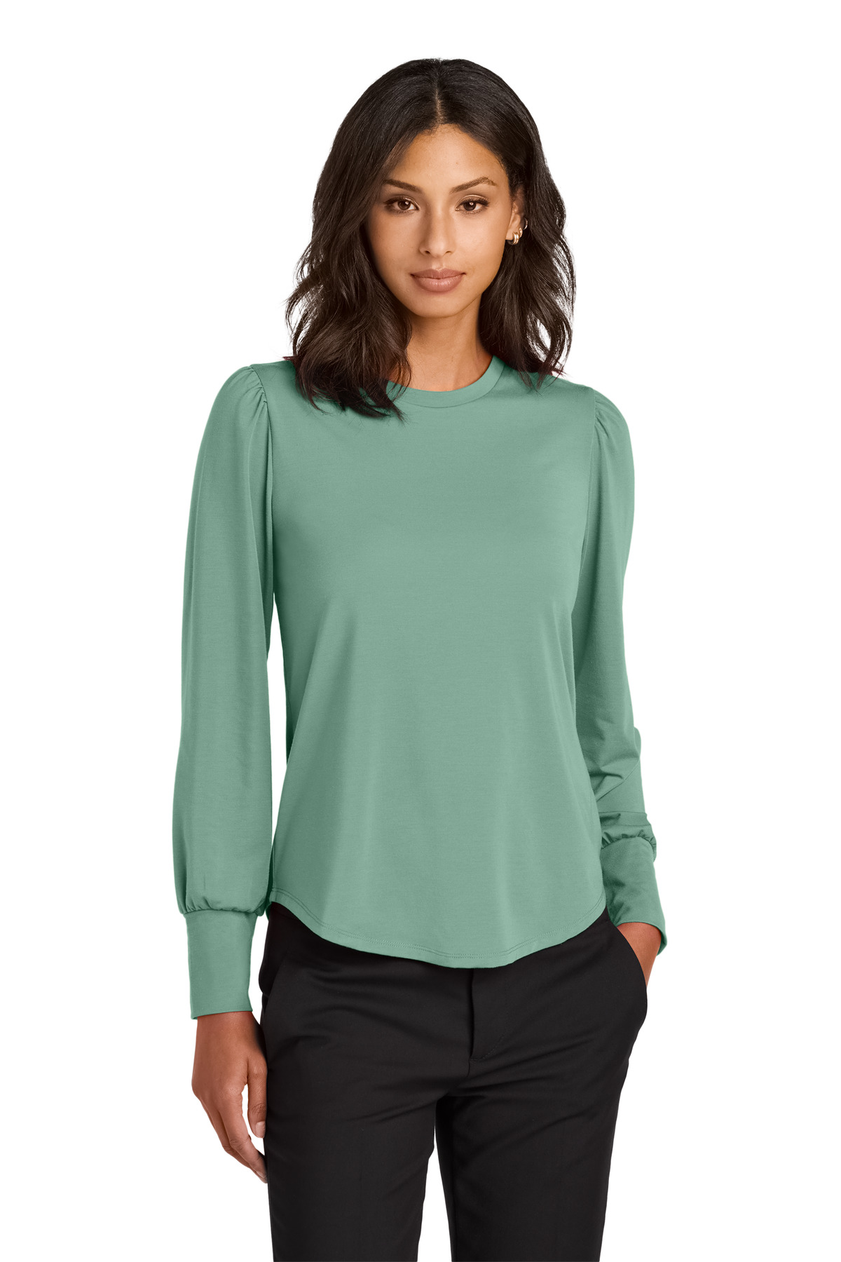MM1019 Mercer+Mettle Womens Stretch Jersey Long Sleeve Blouson Top