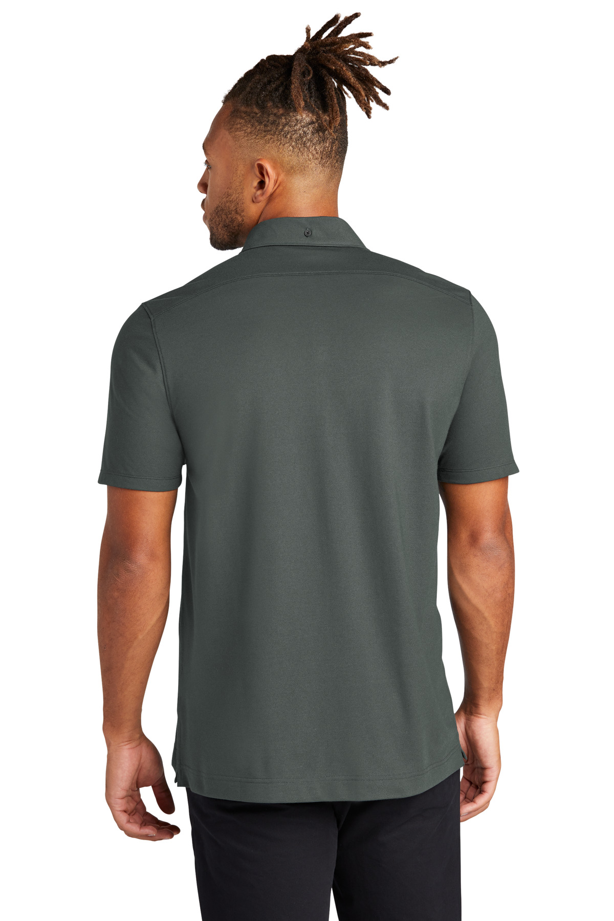 MM1006 Mercer+Mettle  Stretch Pique Full-Button Polo - Back Image
