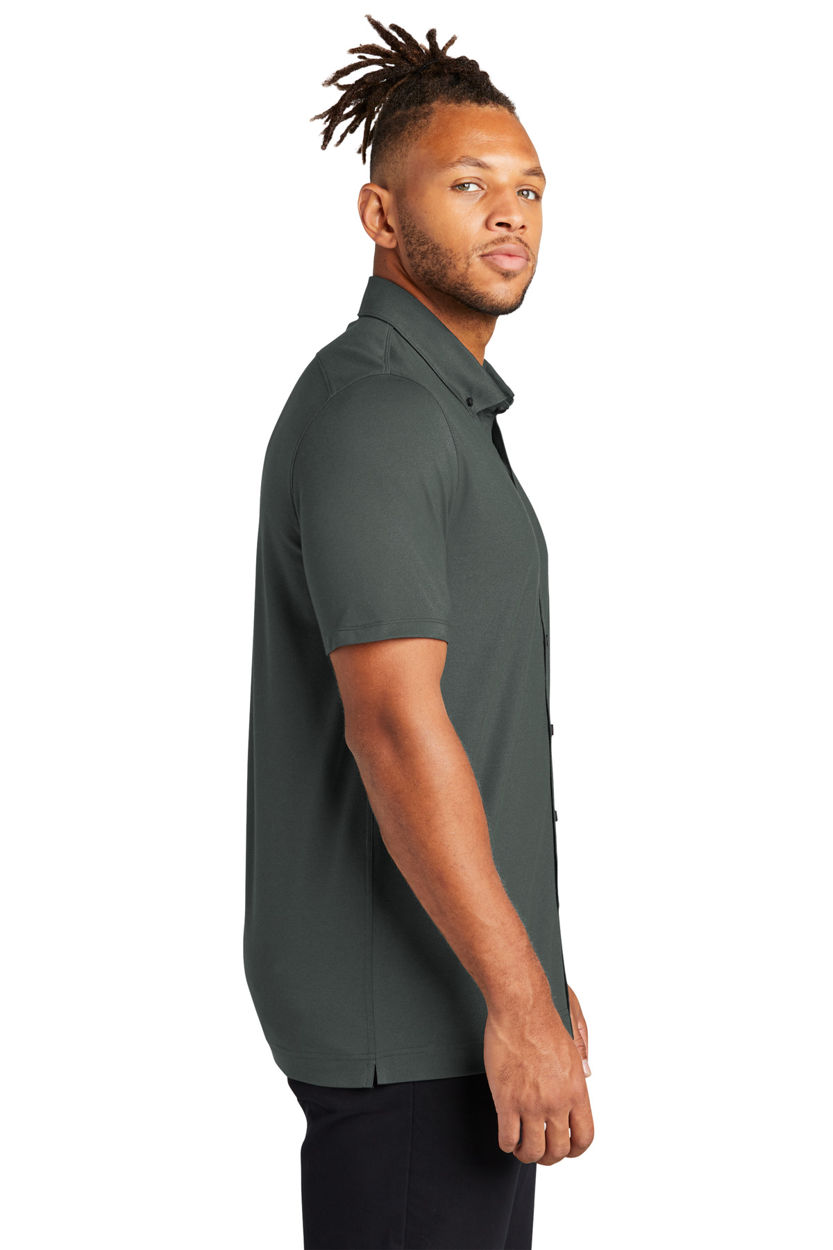 MM1006 Mercer+Mettle  Stretch Pique Full-Button Polo - Siide Image