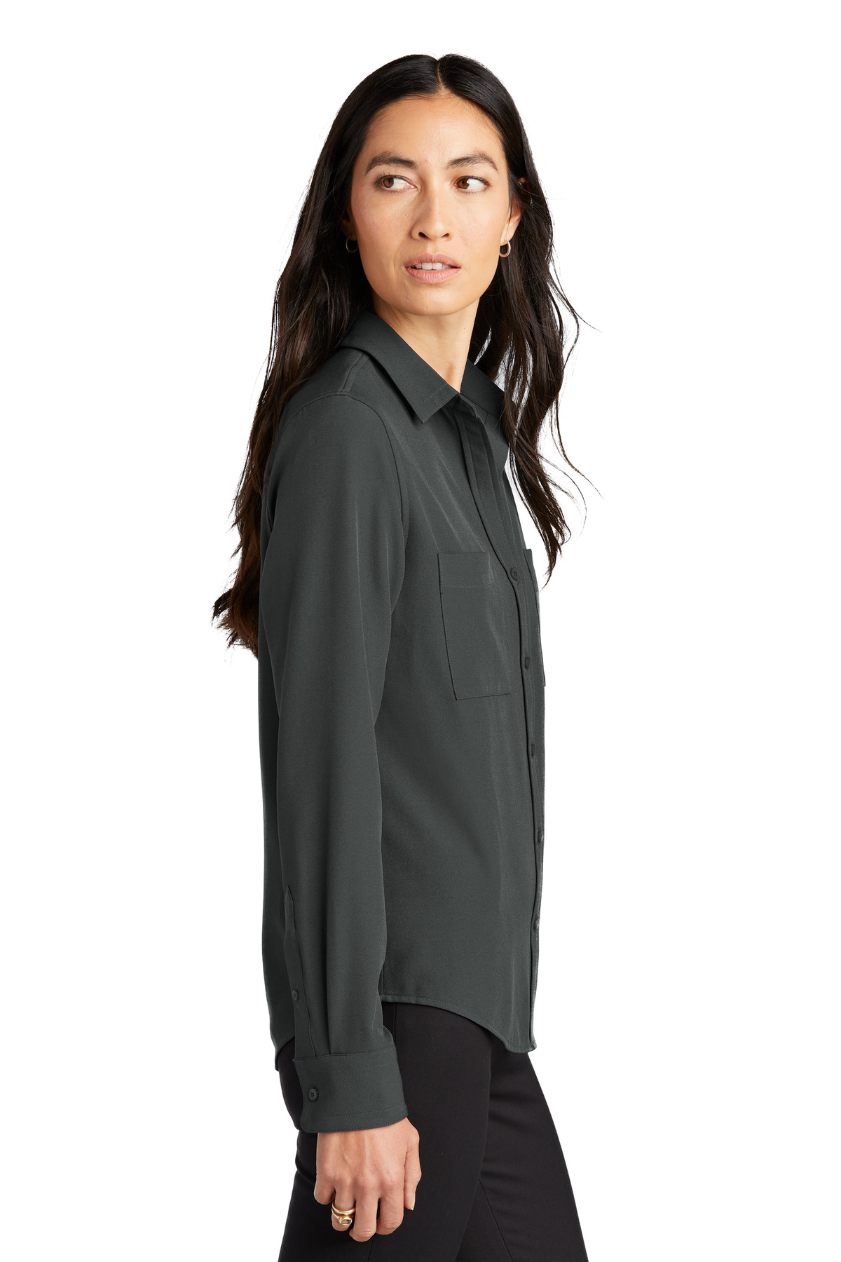 MM2013 Mercer+Mettle  Womens Stretch Crepe Long Sleeve Camp - Siide Image