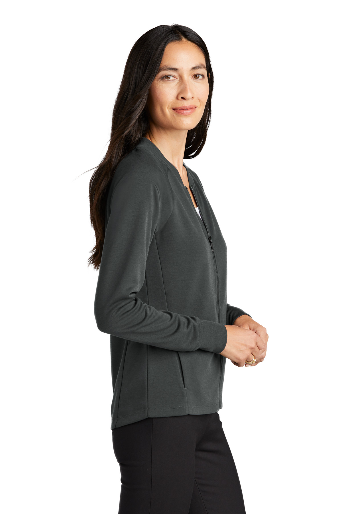 MM3001 Mercer+Mettle  Womens Double-Knit Bomber - Siide Image