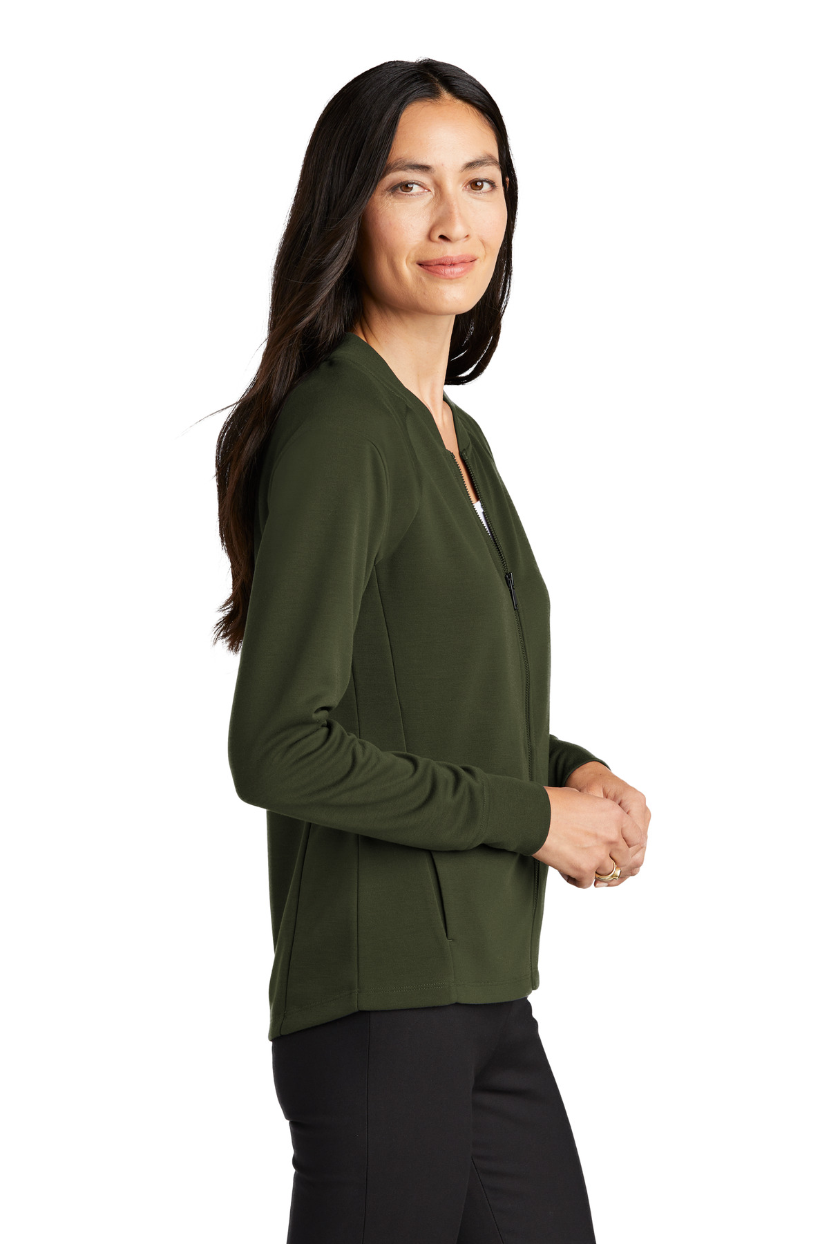 MM3001 Mercer+Mettle  Womens Double-Knit Bomber - Siide Image
