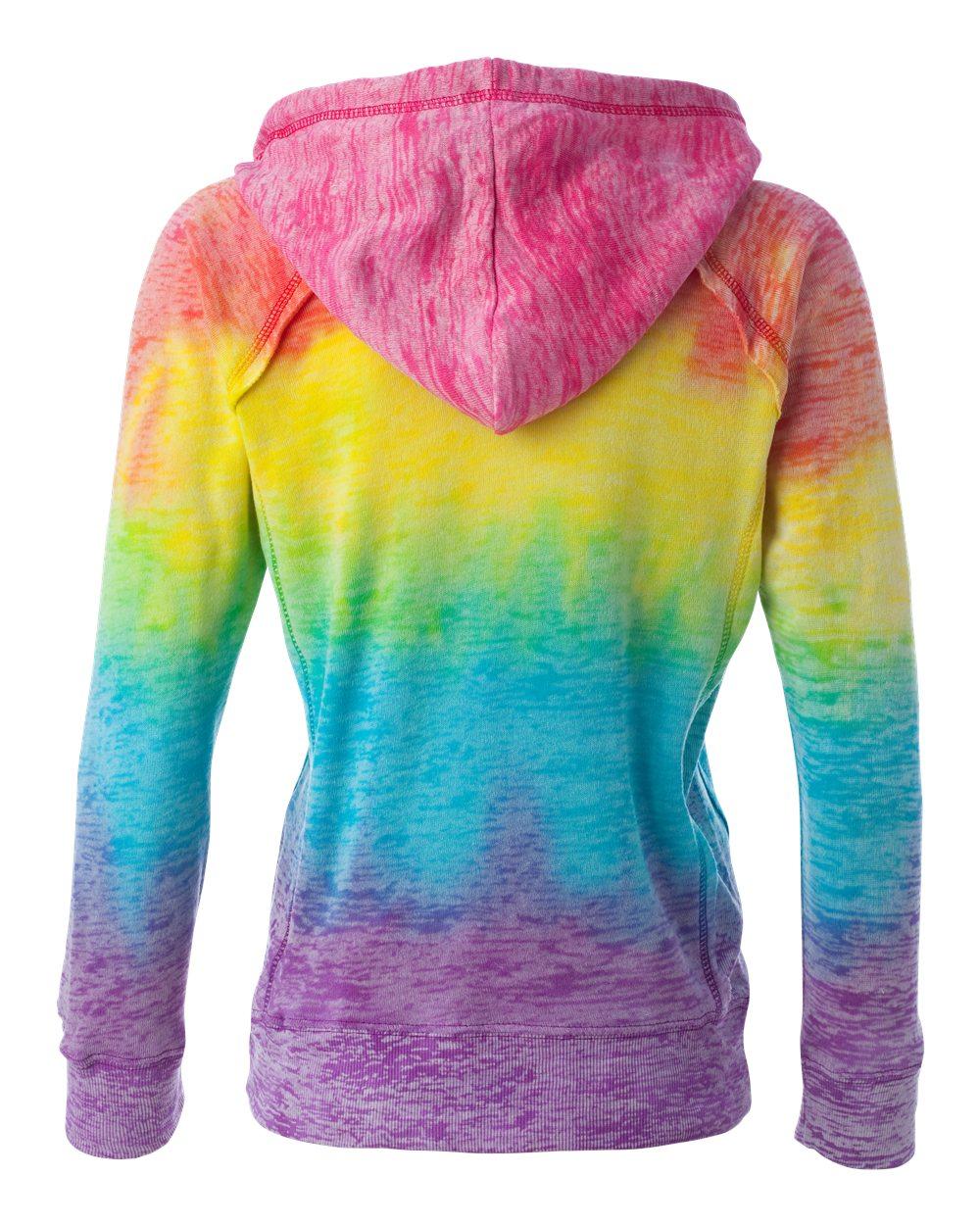 W1162 MV Sport Women’s Courtney Burnout V-Notch Hooded Sweatshirt - Back Image