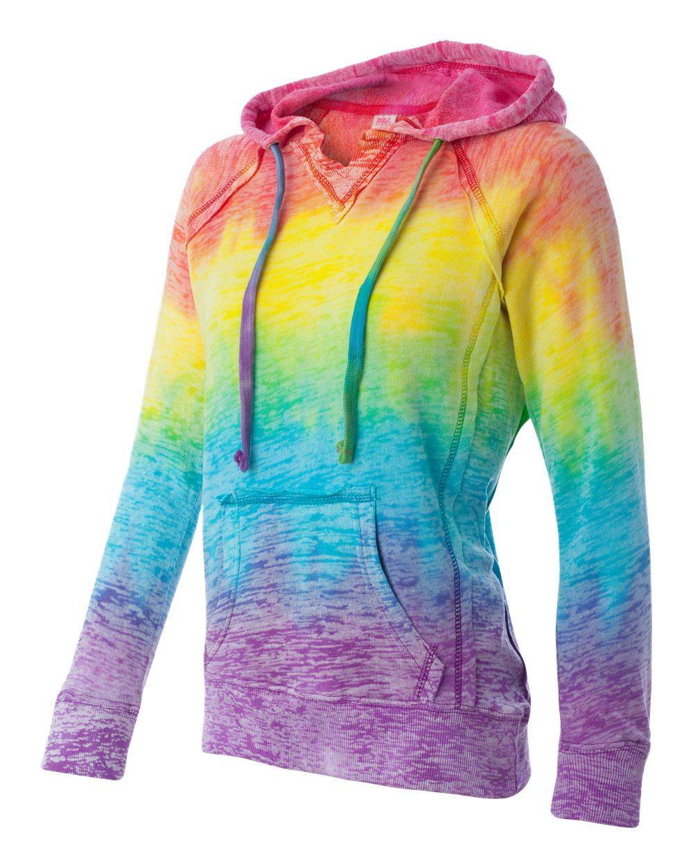 W1162 MV Sport Women’s Courtney Burnout V-Notch Hooded Sweatshirt - Siide Image