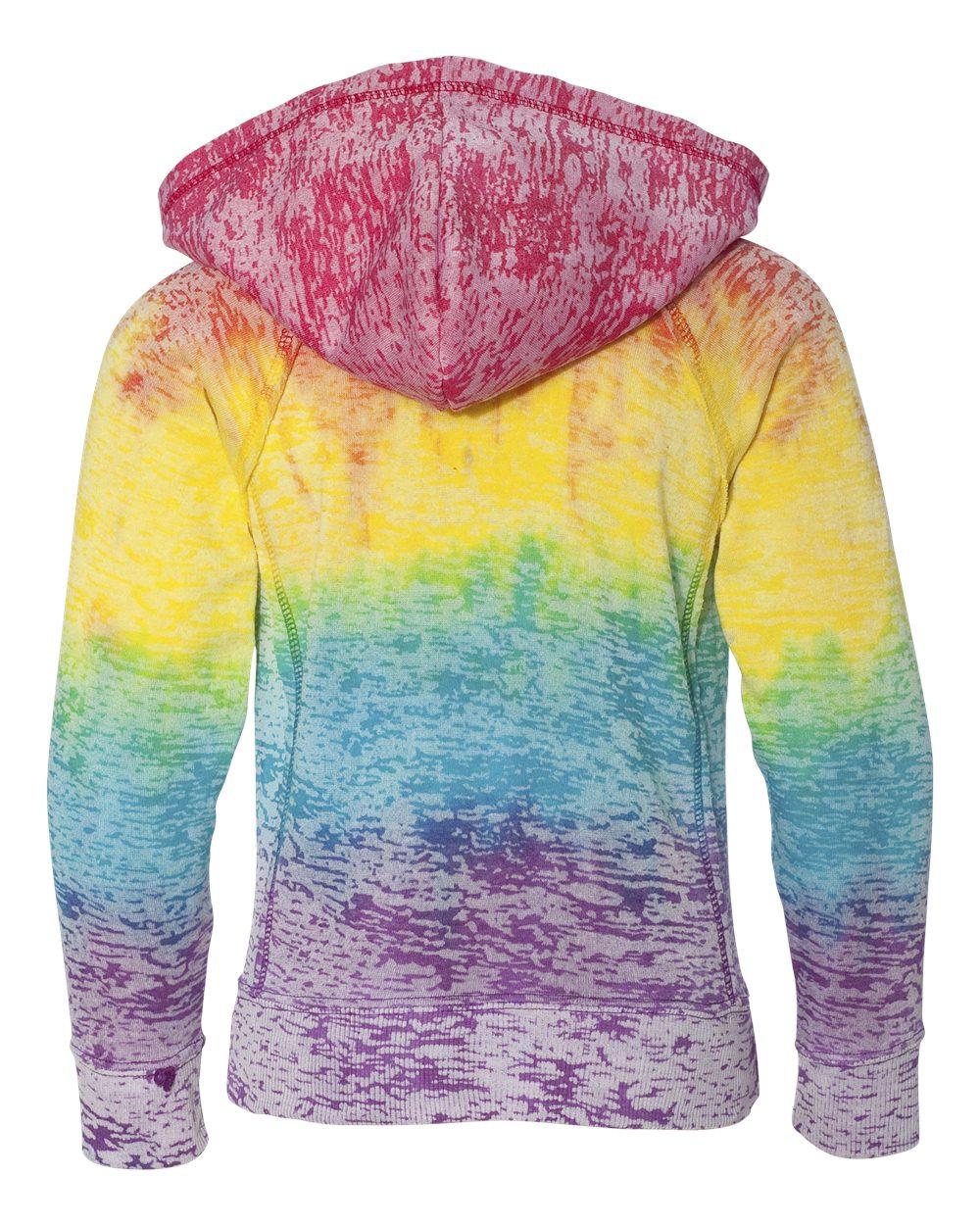W1162Y MV Sport Girls’ Courtney Burnout V-Notch Hooded Sweatshirt - Back Image
