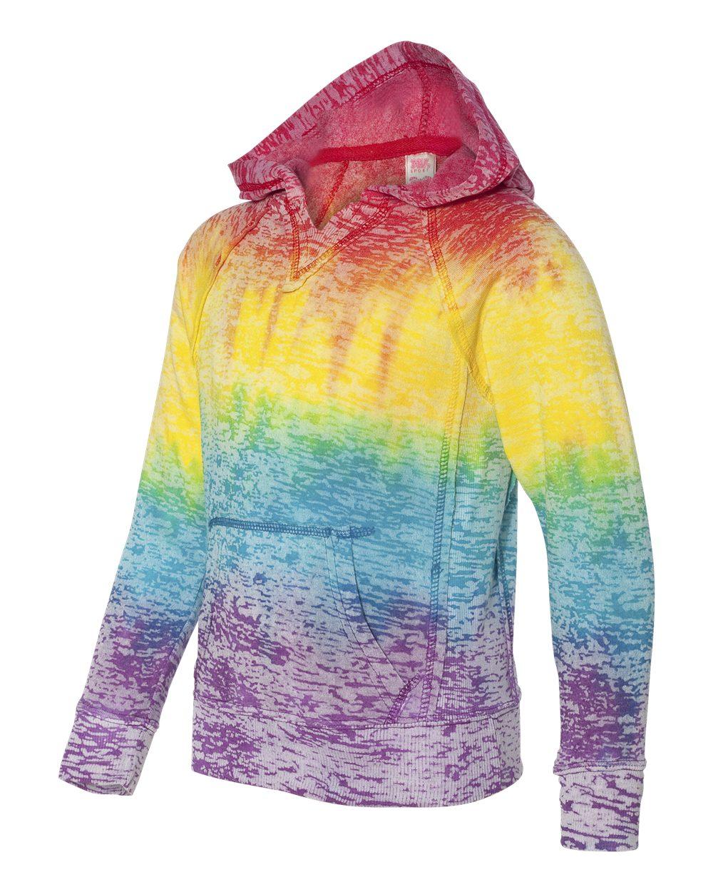 W1162Y MV Sport Girls’ Courtney Burnout V-Notch Hooded Sweatshirt - Siide Image