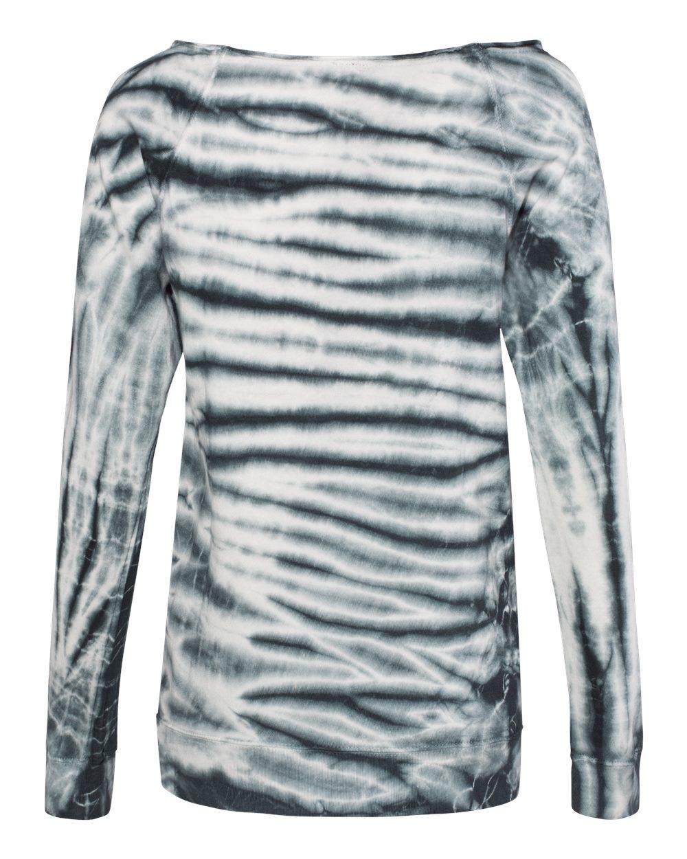 W20173 MV Sport Womens French Terry Off-the-Shoulder Tie-Dyed Sweatshirt - Back Image