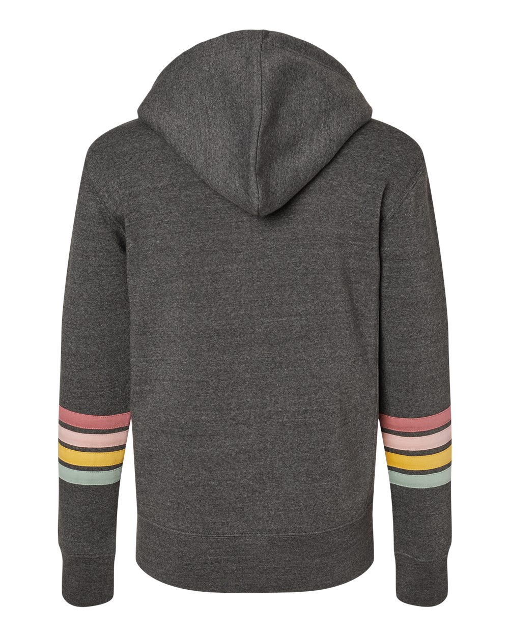 W22732 MV Sport Womens Striped Sleeves Full-Zip Hooded Sweatshirt - Back Image
