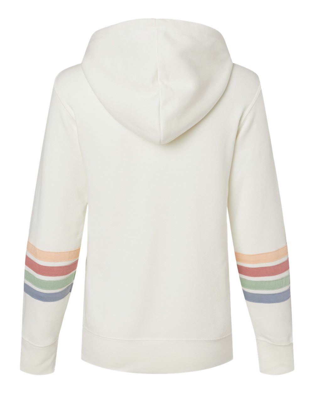 W22732 MV Sport Womens Striped Sleeves Full-Zip Hooded Sweatshirt - Back Image