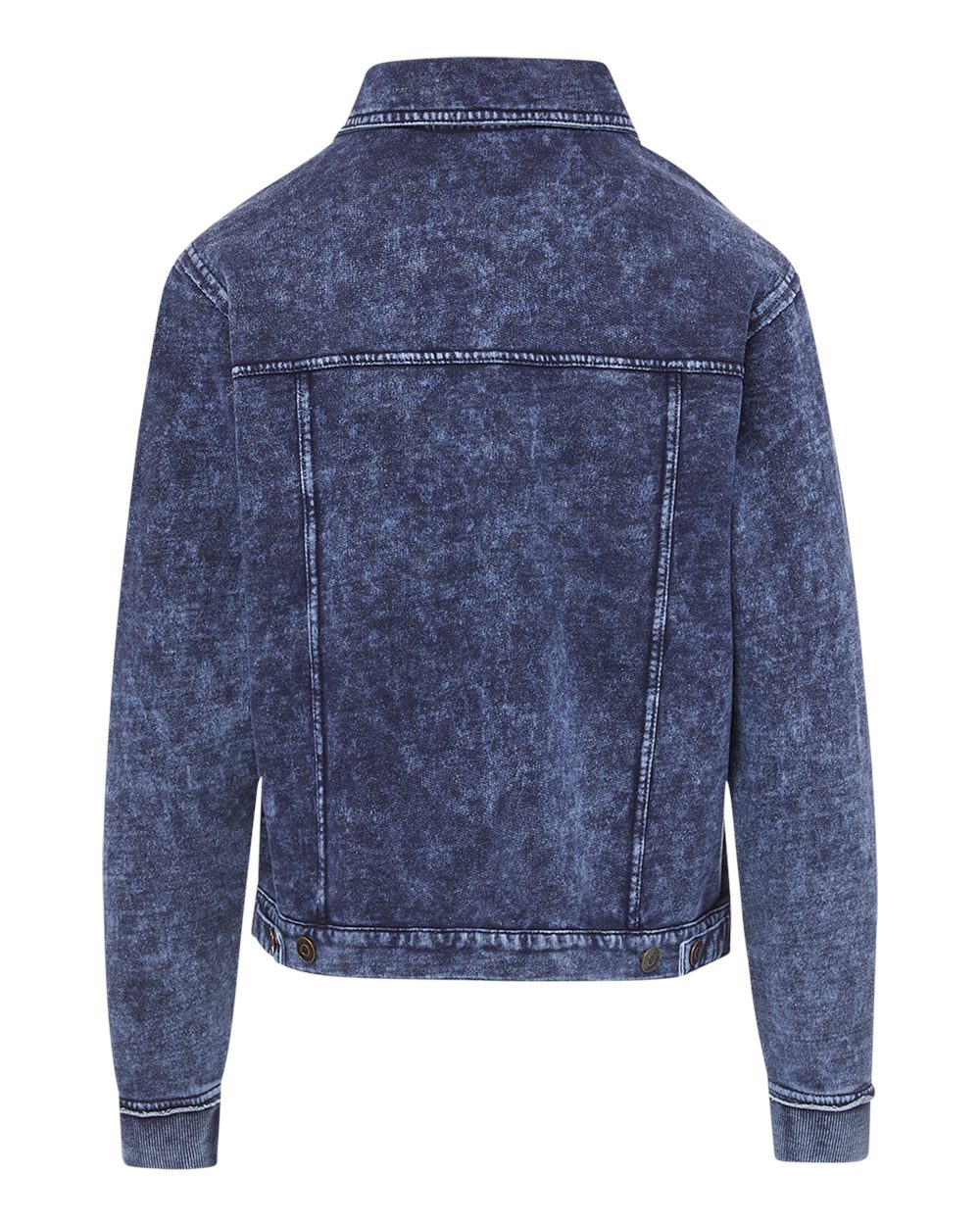 W23119 MV Sport Womens Mila Acid Wash Denim Terry Jacket - Back Image