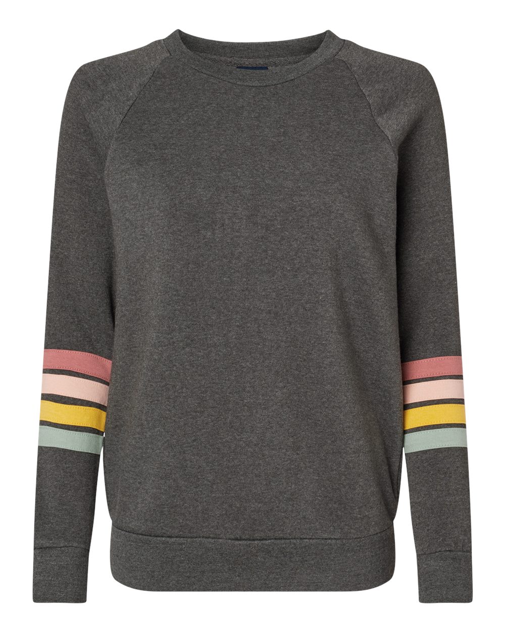 W23152 MV Sport Womens Striped Sleeves Crewneck Sweatshirt