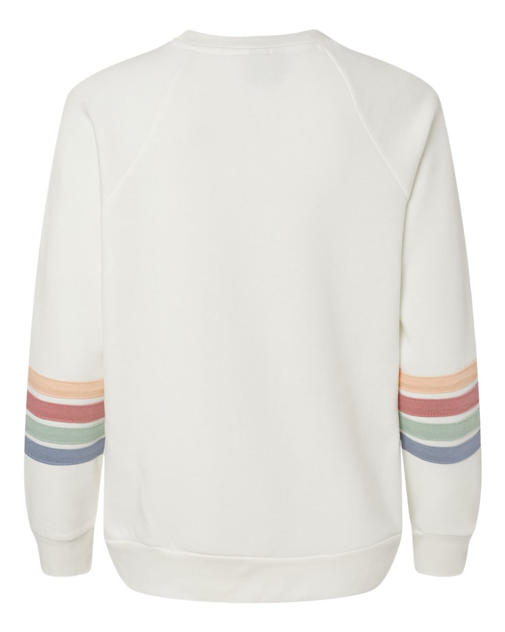 W23152 MV Sport Womens Striped Sleeves Crewneck Sweatshirt - Back Image