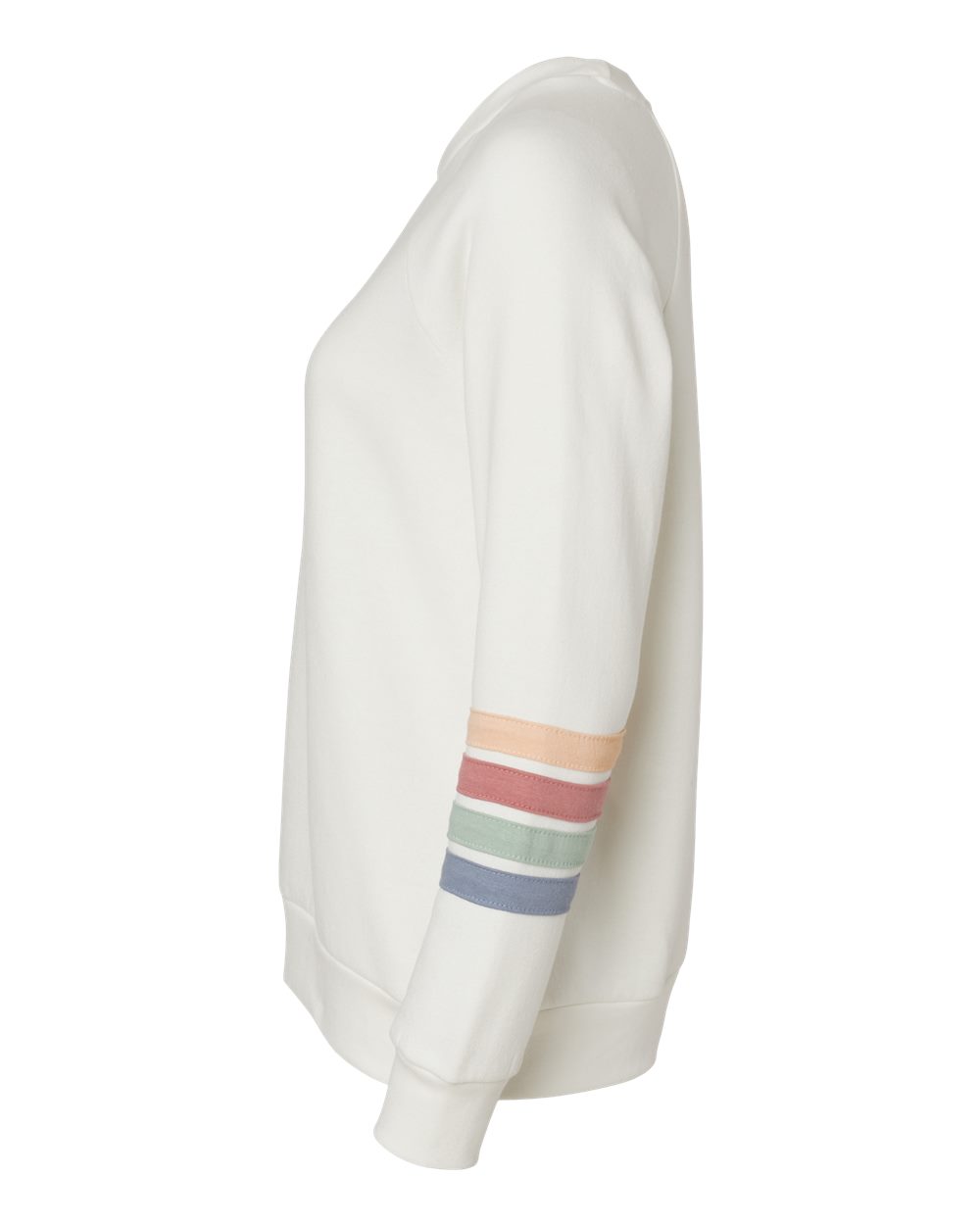 W23152 MV Sport Womens Striped Sleeves Crewneck Sweatshirt - Siide Image