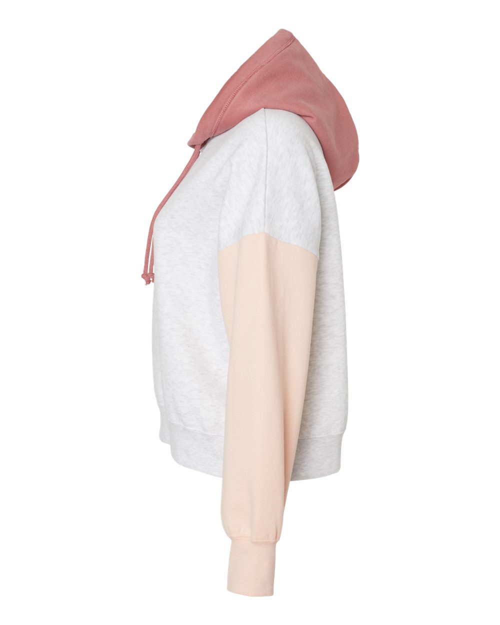 W23716 MV Sport Womens Sueded Fleece Colorblocked Crop Hooded Sweatshirt - Siide Image