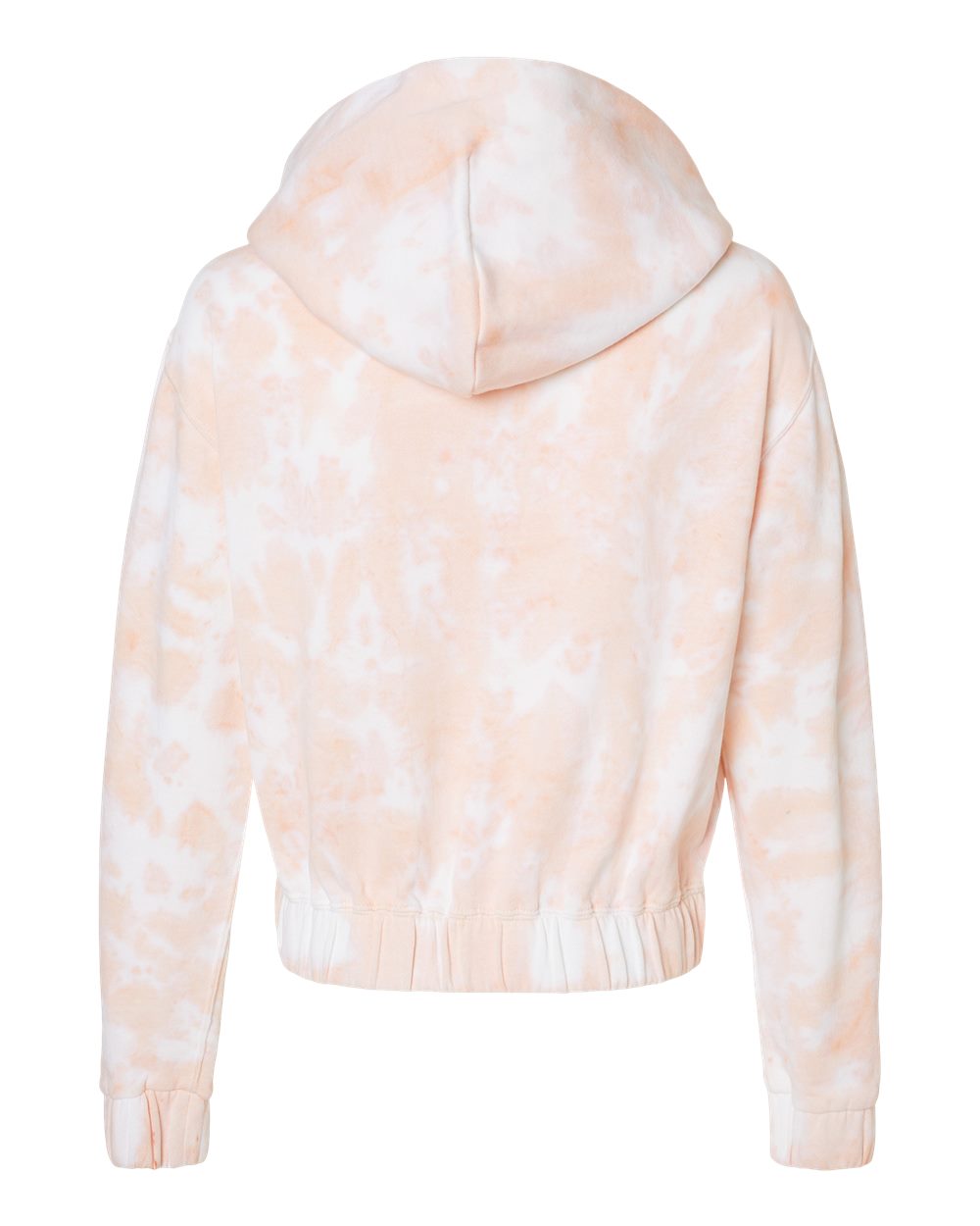 W23718 MV Sport Womens Sueded Fleece Tie-Dyed Crop Hooded Sweatshirt - Back Image