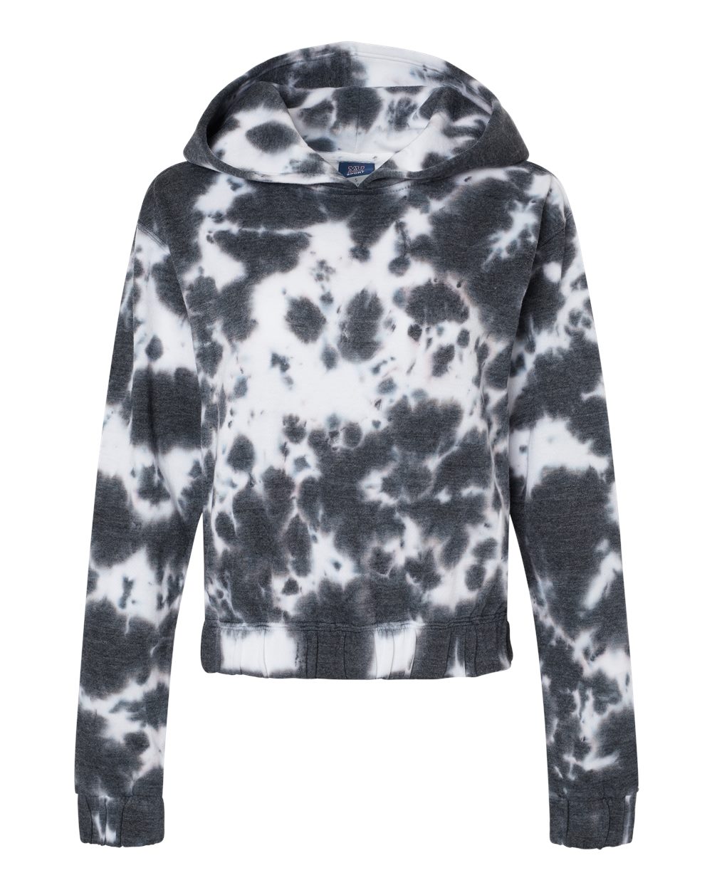 W23718 MV Sport Womens Sueded Fleece Tie-Dyed Crop Hooded Sweatshirt
