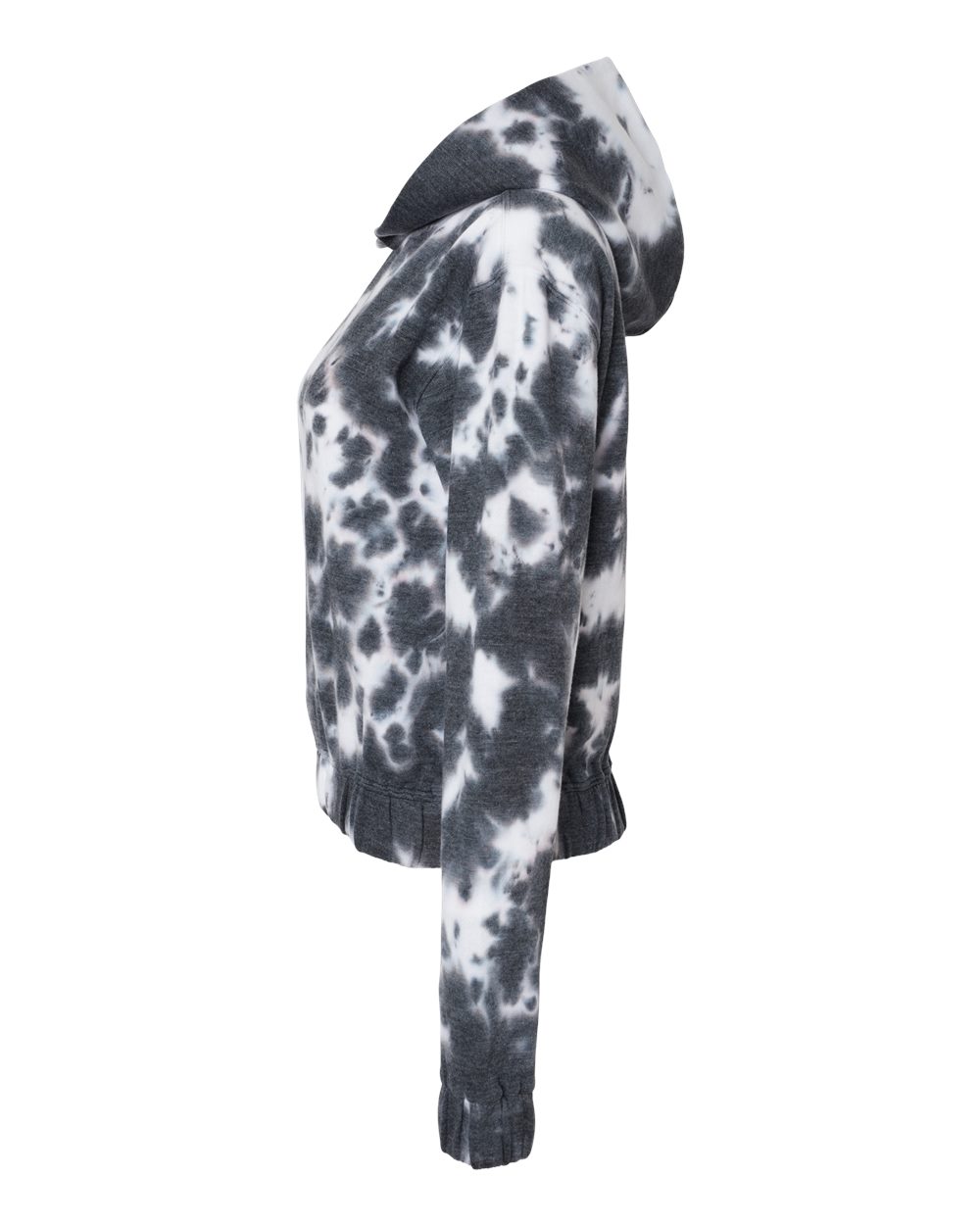 W23718 MV Sport Womens Sueded Fleece Tie-Dyed Crop Hooded Sweatshirt - Siide Image