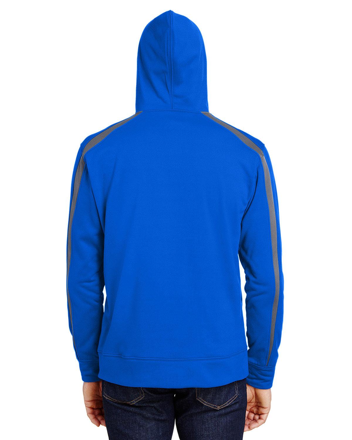 N4004 A4 Mens Spartan Tech-Fleece Color Block Hooded Sweatshirt - Back Image