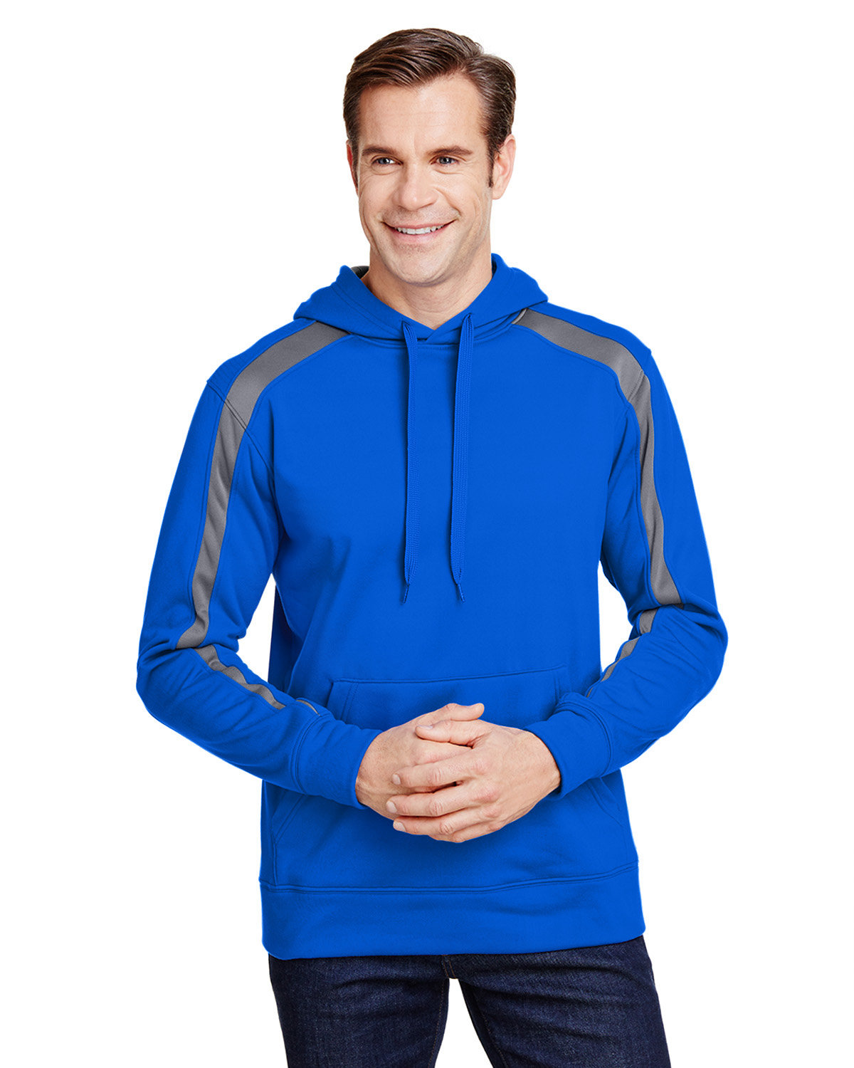 N4004 A4 Mens Spartan Tech-Fleece Color Block Hooded Sweatshirt