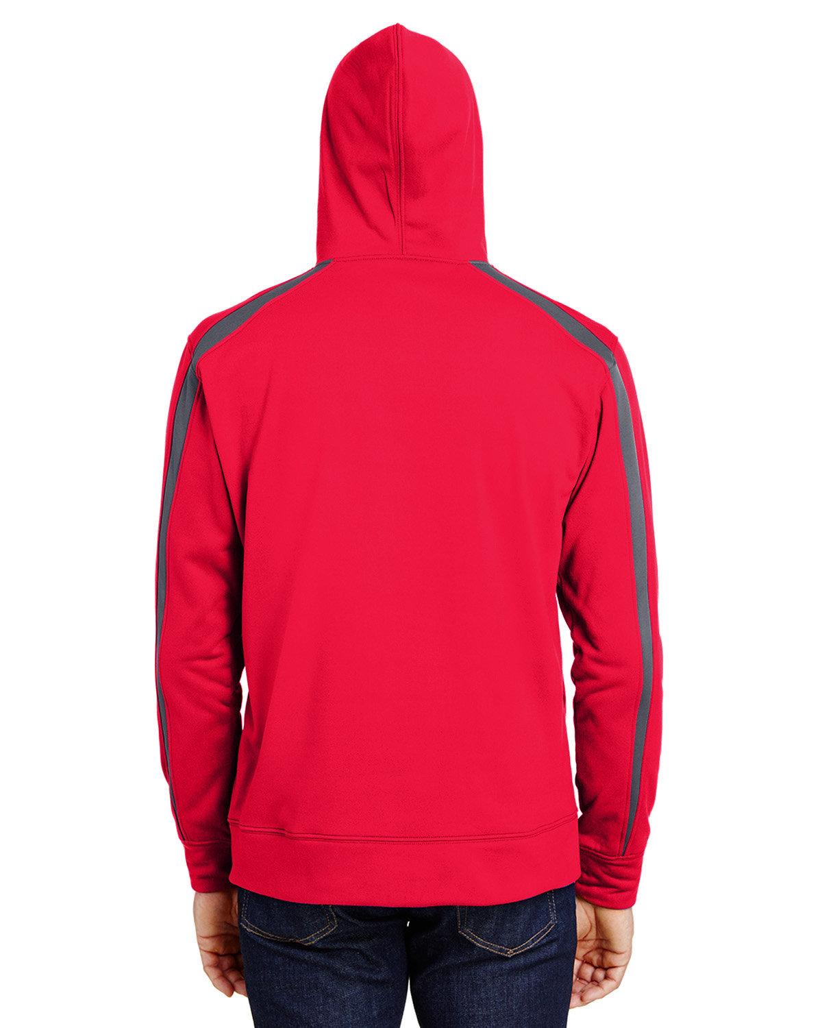 N4004 A4 Mens Spartan Tech-Fleece Color Block Hooded Sweatshirt - Back Image