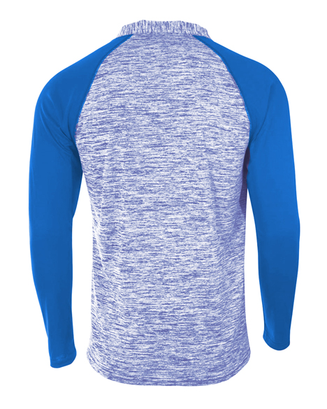 N4249 A4 Adult Space-Dye 1/4 Zip with Contrast Sleeve - Back Image