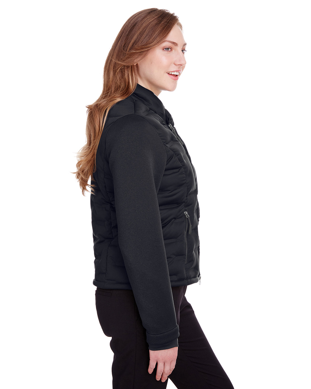 NE710W North End Ladies Loft Pioneer Hybrid Bomber Jacket NE710W North End Ladies Loft Pioneer Hybrid Bomber Jacket - Siide Image