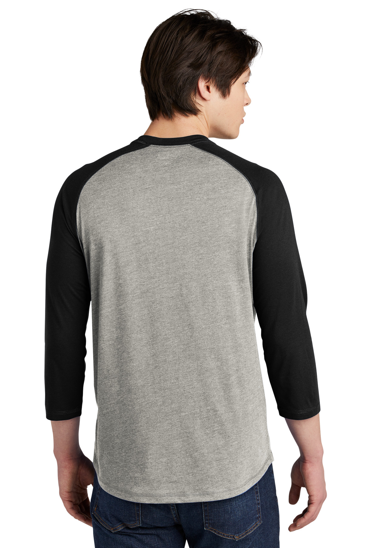 NEA104 New Era Heritage Blend 3/4-Sleeve Baseball Raglan Tee. - Back Image