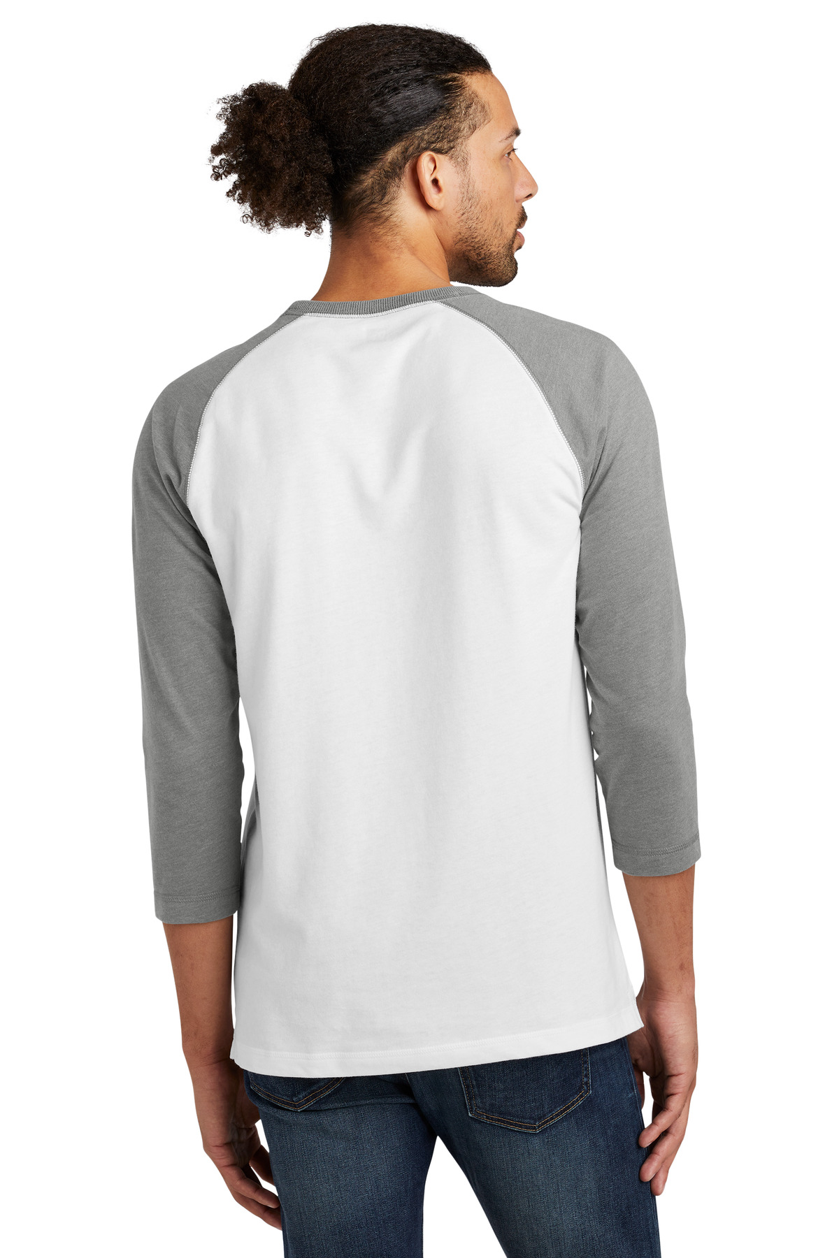 NEA121 New Era Sueded Cotton Blend 3/4-Sleeve Baseball Raglan Tee NEA121 New Era Sueded Cotton Blend 3/4-Sleeve Baseball Raglan Tee - Back Image