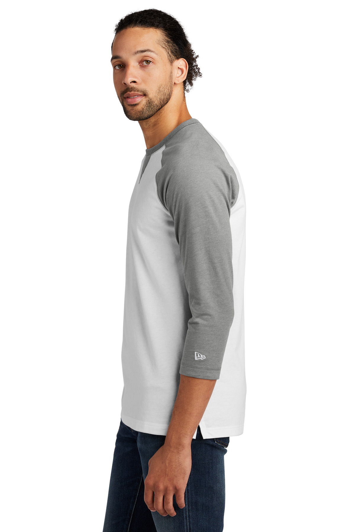 NEA121 New Era Sueded Cotton Blend 3/4-Sleeve Baseball Raglan Tee NEA121 New Era Sueded Cotton Blend 3/4-Sleeve Baseball Raglan Tee - Siide Image