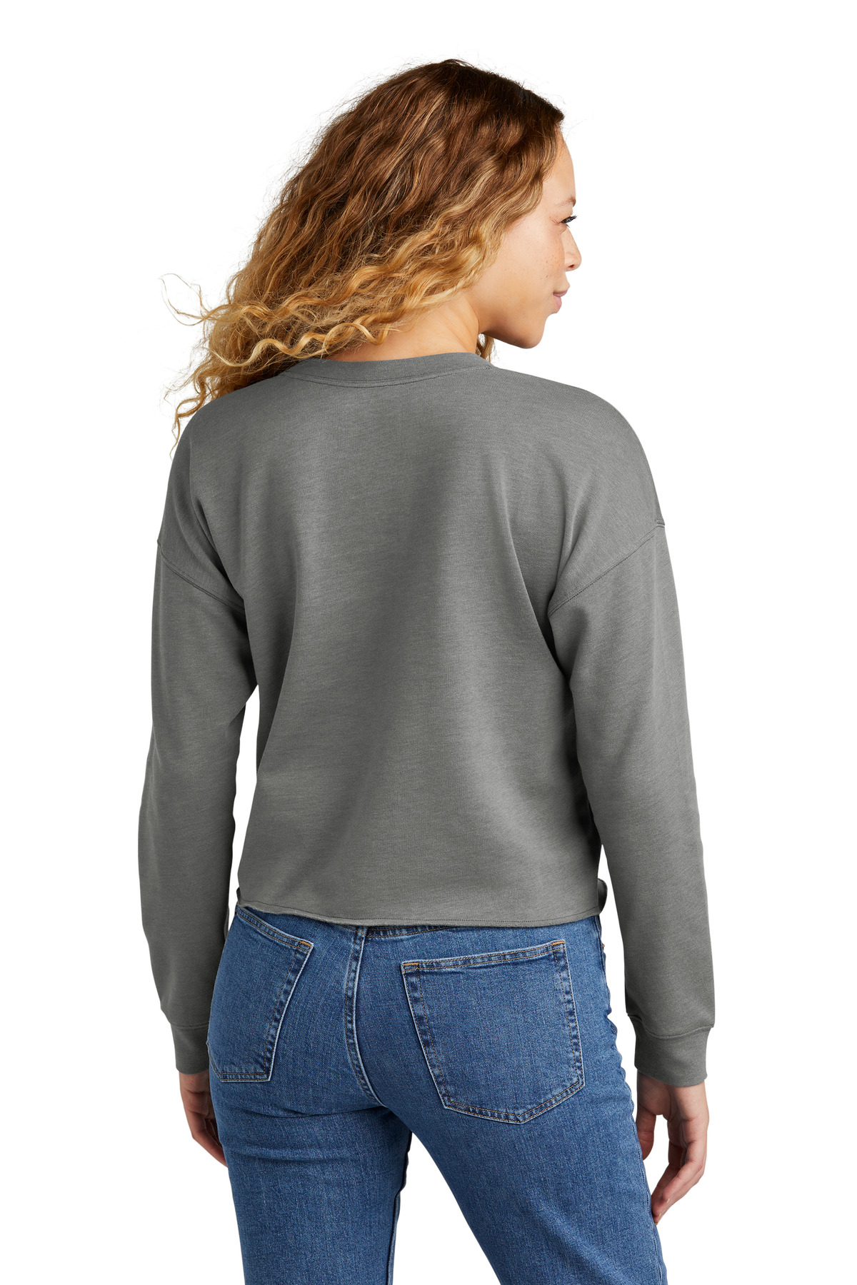 LNEA514 New Era  Ladies Tri-Blend Fleece Crop Crew - Back Image