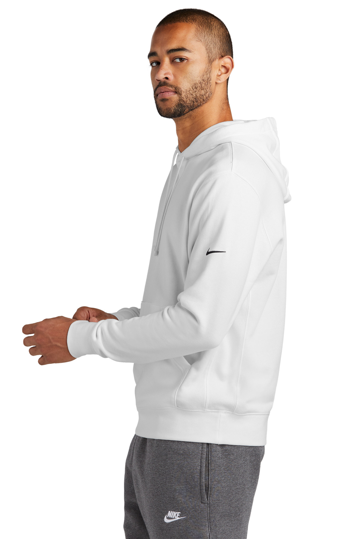 NKDR1499 Nike  Club Fleece Sleeve Swoosh Pullover Hoodie - Siide Image