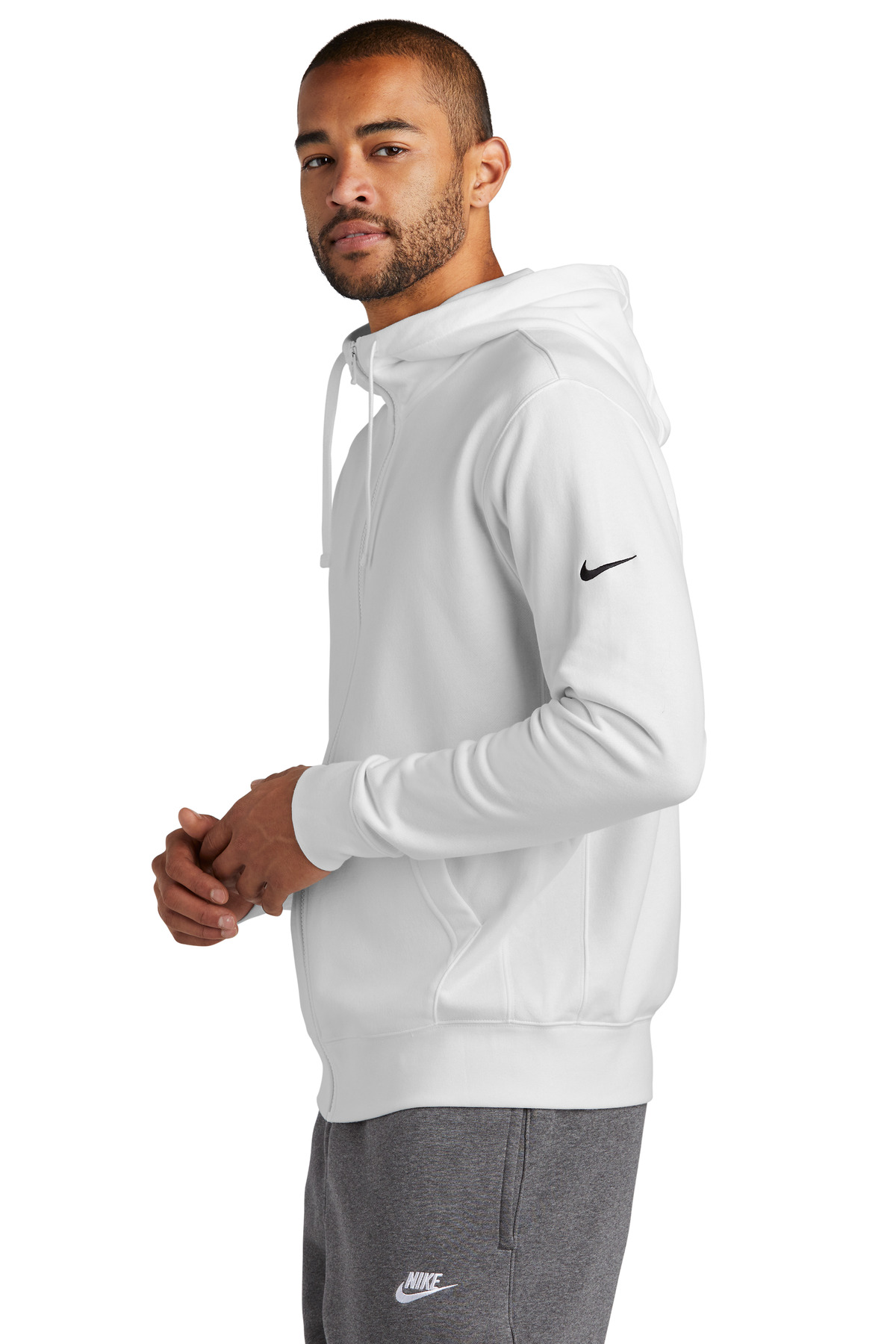 NKDR1513 Nike  Club Fleece Sleeve Swoosh Full-Zip Hoodie - Siide Image