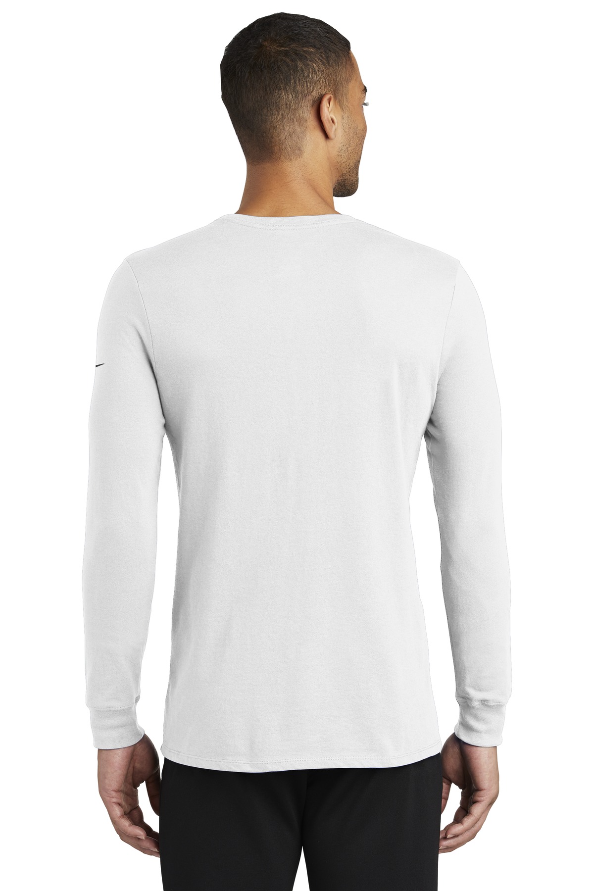 NKBQ5230 Nike Dri-FIT Cotton/Poly Long Sleeve Tee. - Back Image