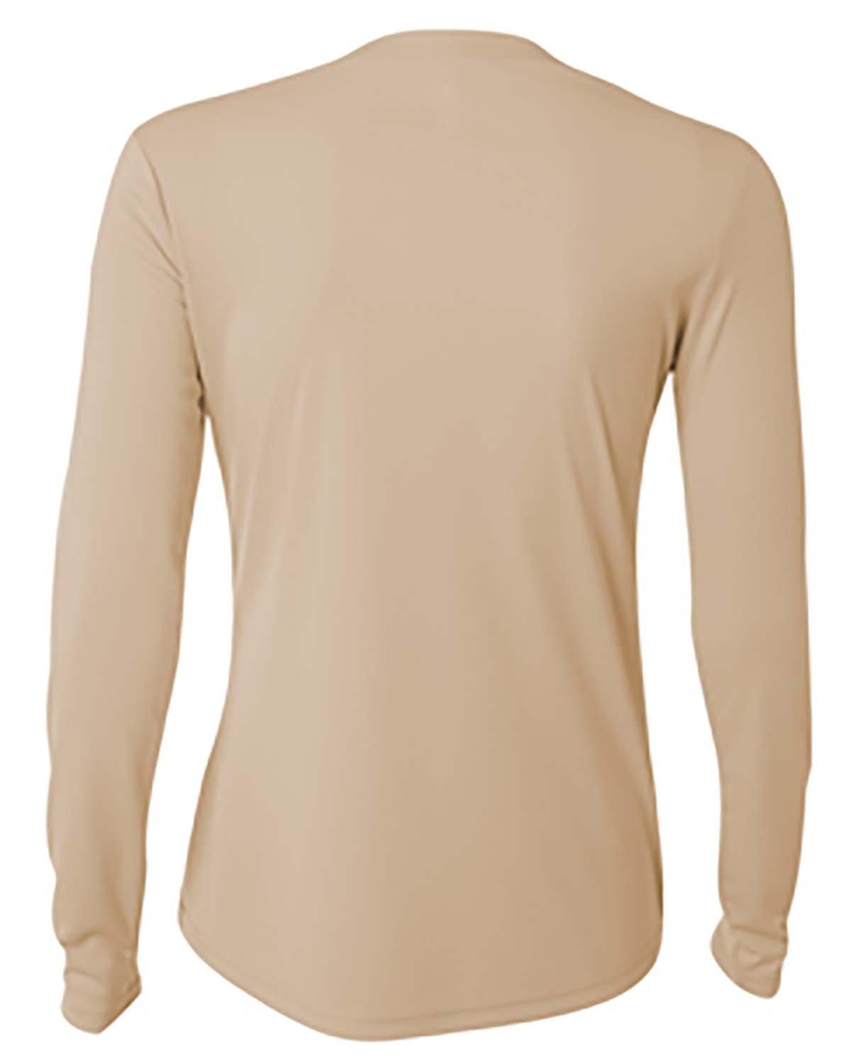NW3002 A4 Ladies Long Sleeve Cooling Performance Crew Shirt - Back Image